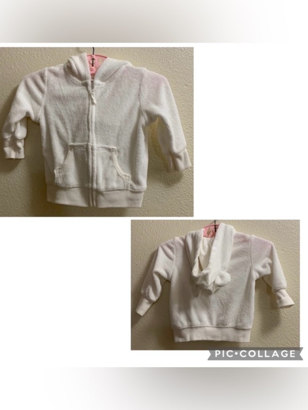 Carter’s White Terrycloth Hooded Swimsuit Cover-Up Jacket 6 Months Bear Ears